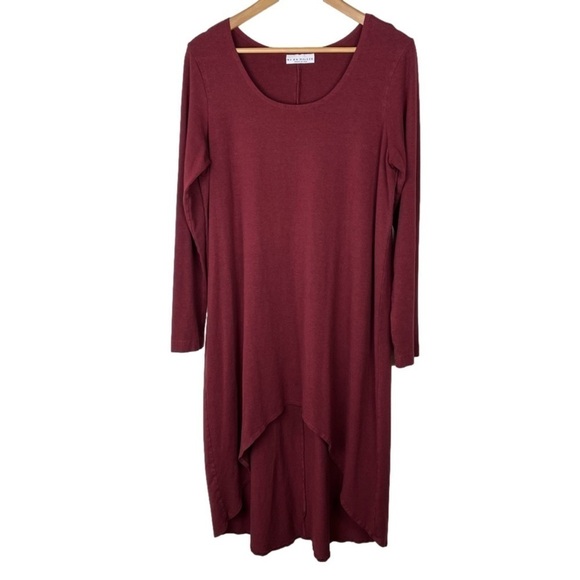 bryn Walker Dresses & Skirts - 2/$20 Bryn Walker Long Sleeve Lagenlook Artsy High-Low Burgundy Dress small